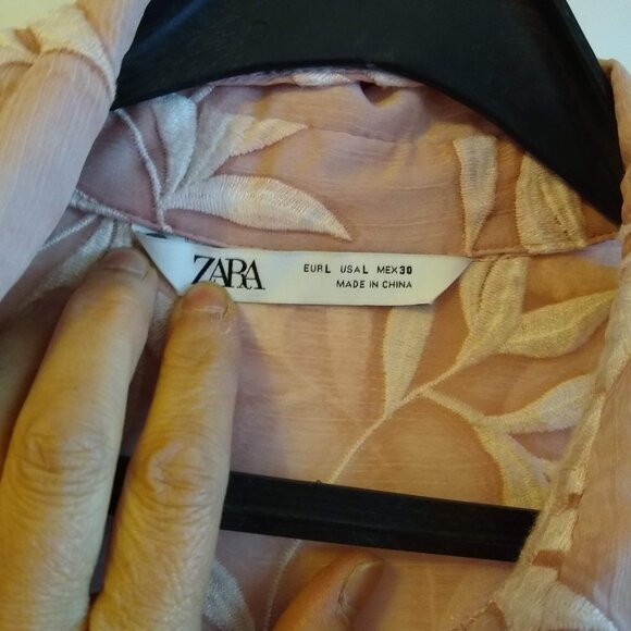 Zara sheer embroidered floral maxi shirtdress - Picture 11 of 12